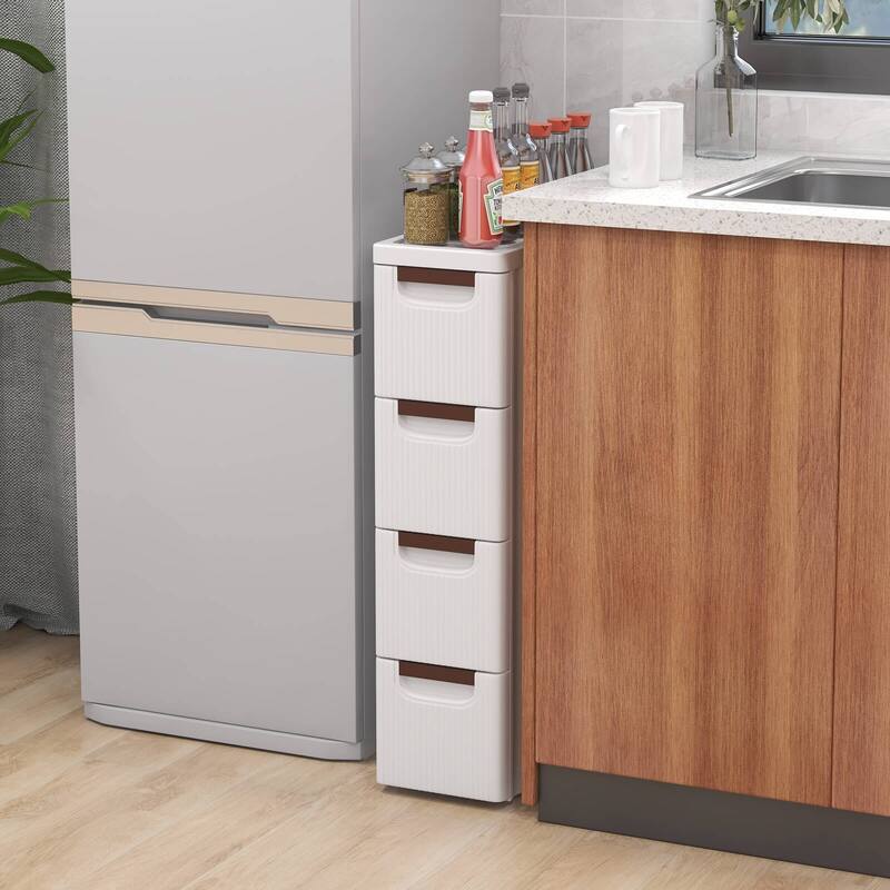 Costway 1/2 PCS 4-Drawer Narrow Rolling Storage Cabinet with Pull - See Details