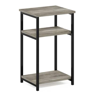Furinno Just 3-Tier Industrial Metal Frame End Table with Storage Shelves, 1-Pack, Espresso