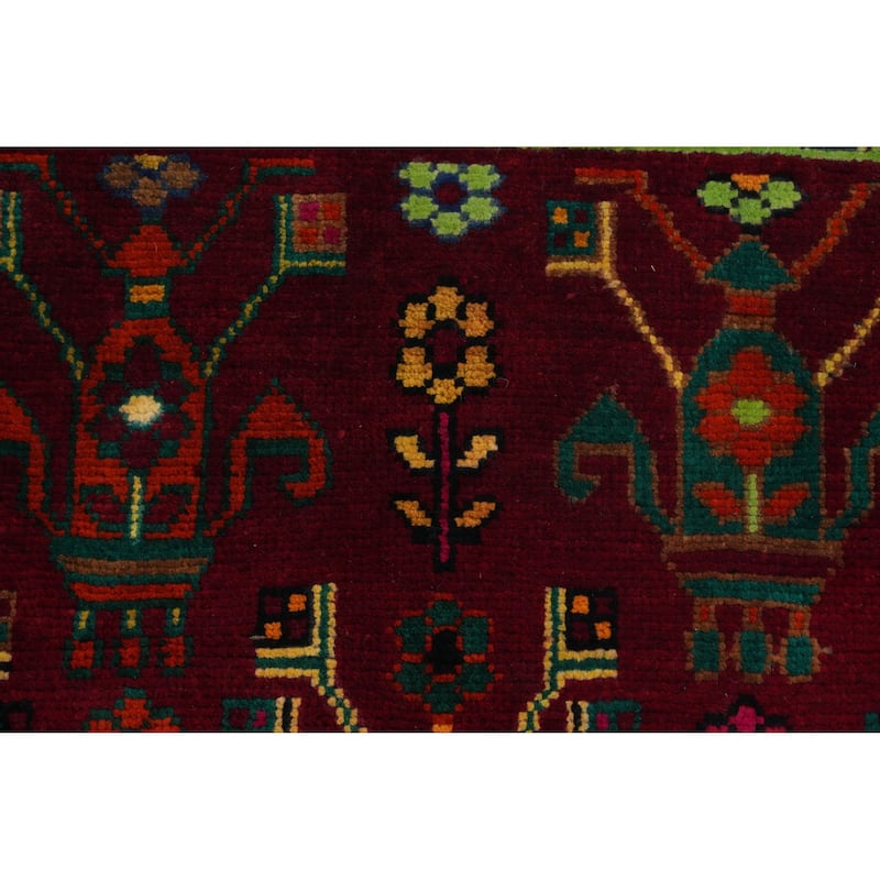 Hand Knotted Oriental 100% Wool Carpet Traditional Tribal Red Shiraz Area Rug - 10' 0'' X 5' 1''