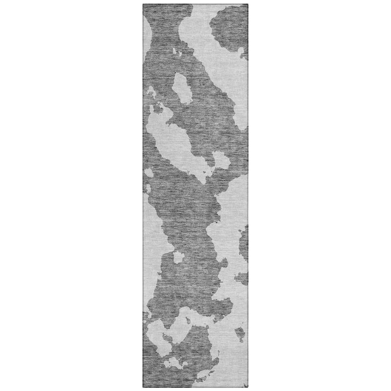 Machine Washable Indoor/ Outdoor Contemporary Abstract Chantille Rug