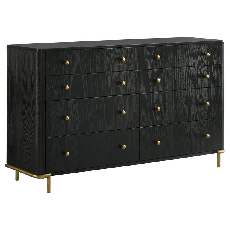 8-Drawer Black Dresser with Wide Storage Capacity, Smooth Glide Drawers, and Sleek Modern Bedroom Design