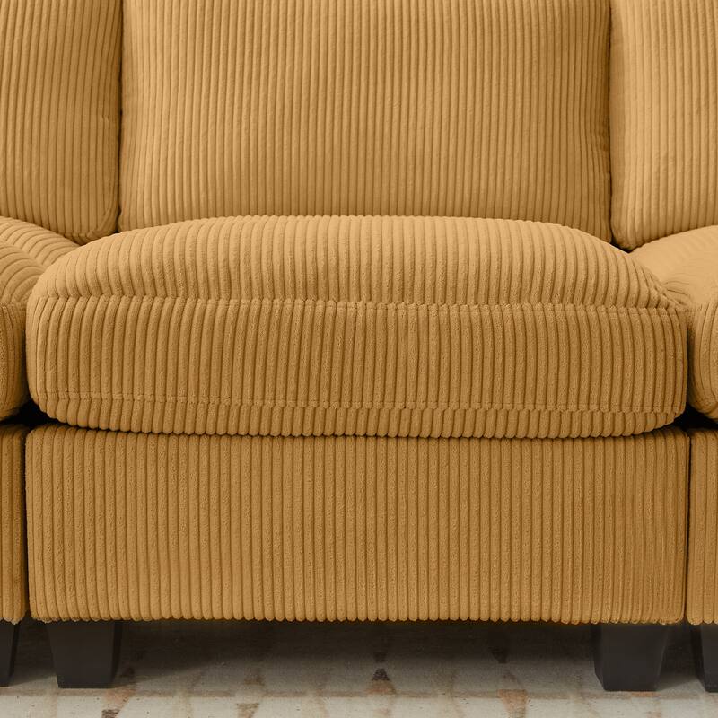 Multi-Seater Corduroy Sectional Sofa, Soft & Comfortable Corner Sofa