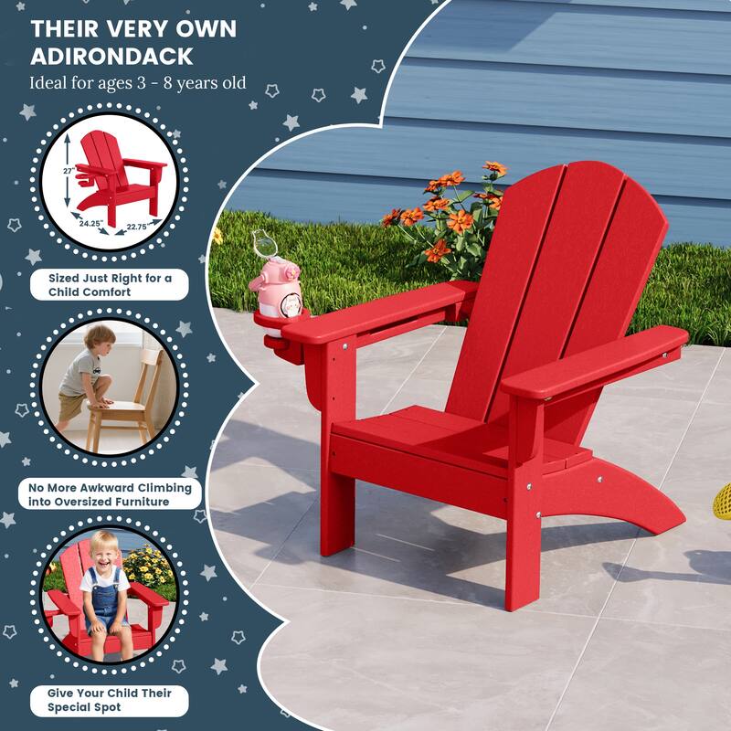 Laguna Kids Outdoor Poly Adirondack Chair with Cup Holder (Set of 2)