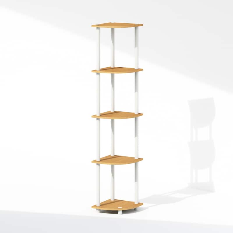 5 Tiers Wood Household Shelving Unit in Beech/White (11.6 in. W x 57.7 in. H x 11.6 in. D)