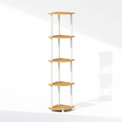5 Tiers Wood Household Shelving Unit in Beech/White (11.6 in. W x 57.7 in. H x 11.6 in. D)