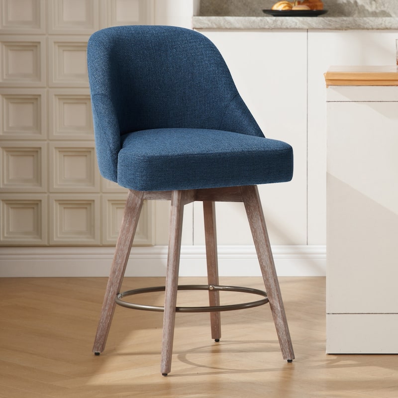 26" Counter Height Swivel Bar Stool, Upholstered Counter Stools - 39.37" (H) x 22.44" (D) x 21.65" (W)