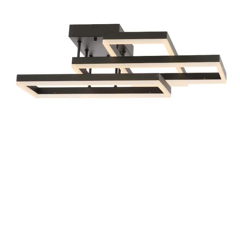Loop 28" Geometric Integrated LED Metal Flush Mount, Black by JONATHAN Y