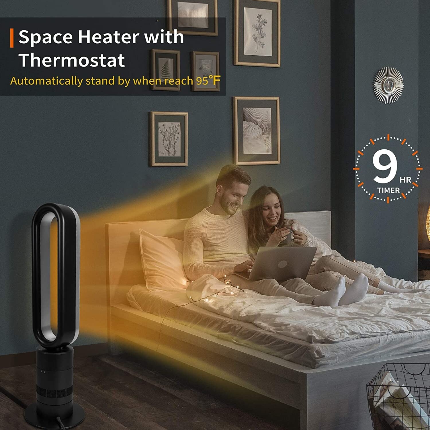 Simple Deluxe 32-inch Space Heater Bladeless Tower Fan, Heater Fan Combo,  9H Timer 10 Speeds with Remote Control,Black Grey - Bed Bath u0026 Beyond -  35553615