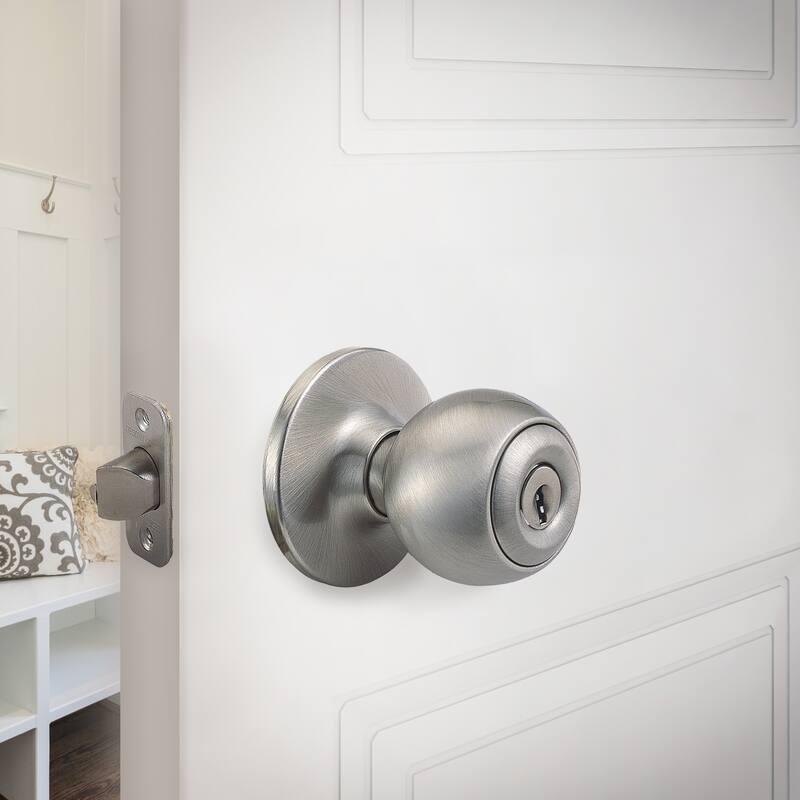 Design House Ball Keyed Entry Door Knob Satin Nickel