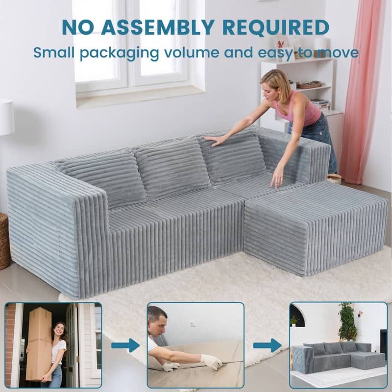 Cloud Sectional Couch with Chaise, L Shaped Modern Modular Sofa
