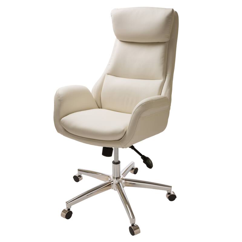 Glitzhome Modern High-Back Leatherette Adjustable 360-Degree Swivel Executive Office Chair-Come with a Free Vase