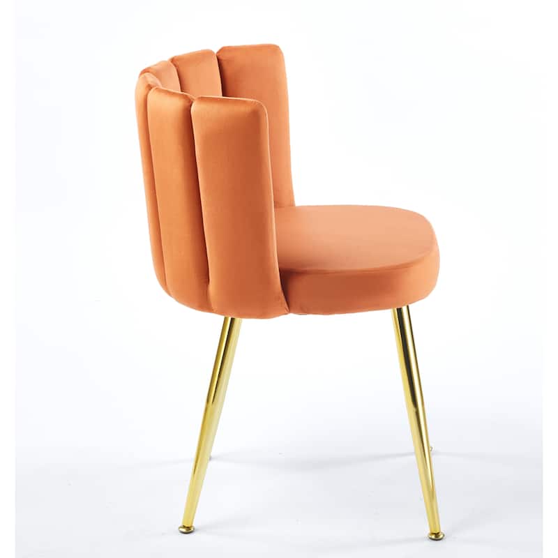 Modern dining chair(set of 2 ) with iron tube golden color legs, velvet and comfortable backrest