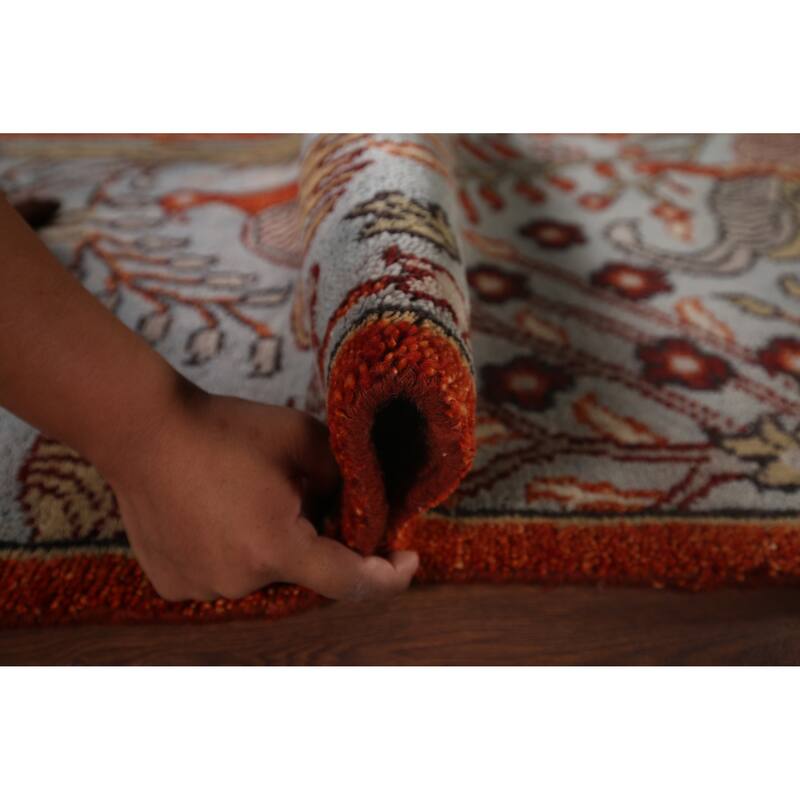 Traditional Blue Ziegler Indian Runner Rug Hand-Knotted Wool Carpet - 2'7"x 8'0"