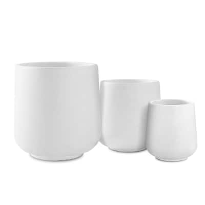 Kante Round Concrete Planter (Set of 3 Sizes), Outdoor/Indoor(Concrete Grey)
