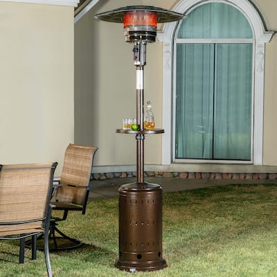 Outdoor Metal Propane Gas Patio Heater with Wheels and Drink Stand