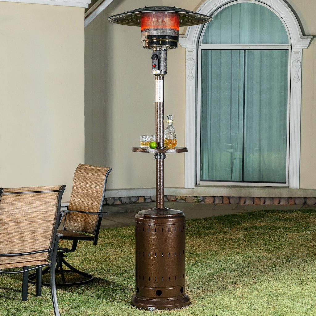 Outdoor Metal Propane Gas Patio Heater with Wheels and Drink Stand