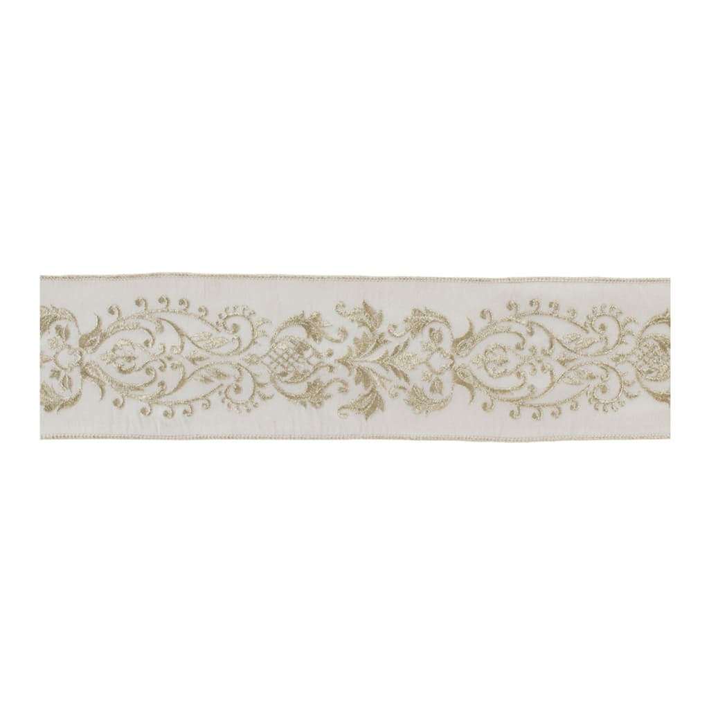 White Wired Holiday Ribbon 180” Long x 4” Wide Polyester Craft Ribbon for Gift Wrapping and Decor - 180”L x 4”W x 0.25”H