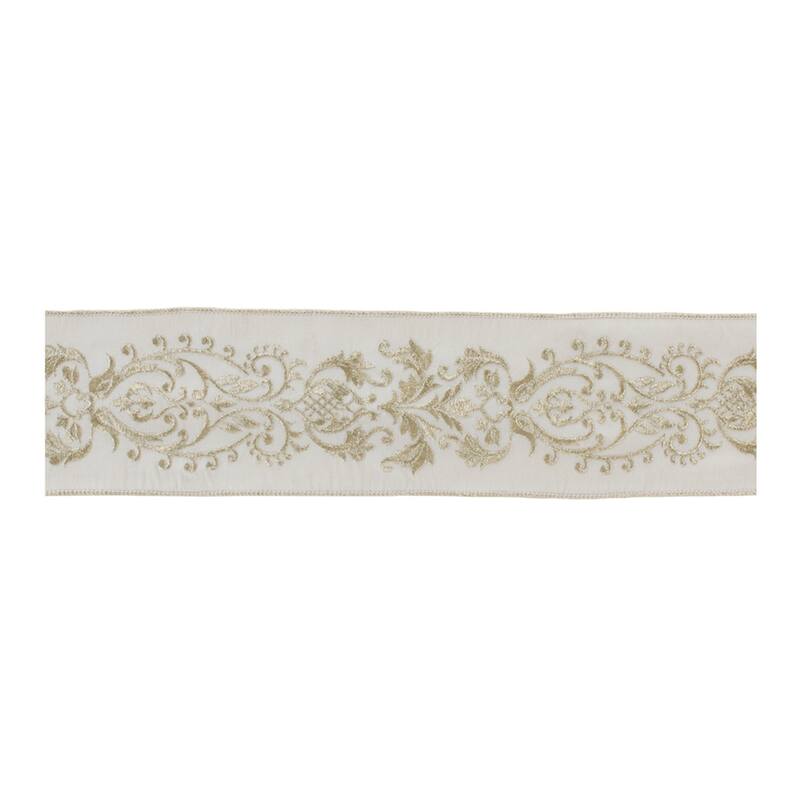 Ornate White Ribbon 4" x 5 Yds.