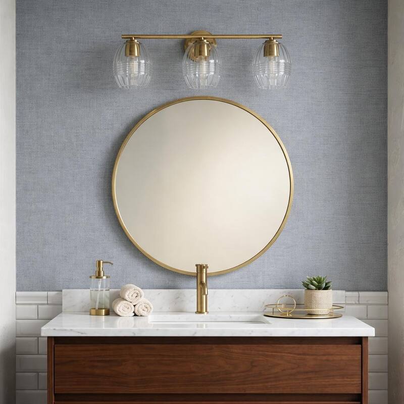 Lunix Three-Light Bathroom Vanity Fixture with Clear Glass Shades