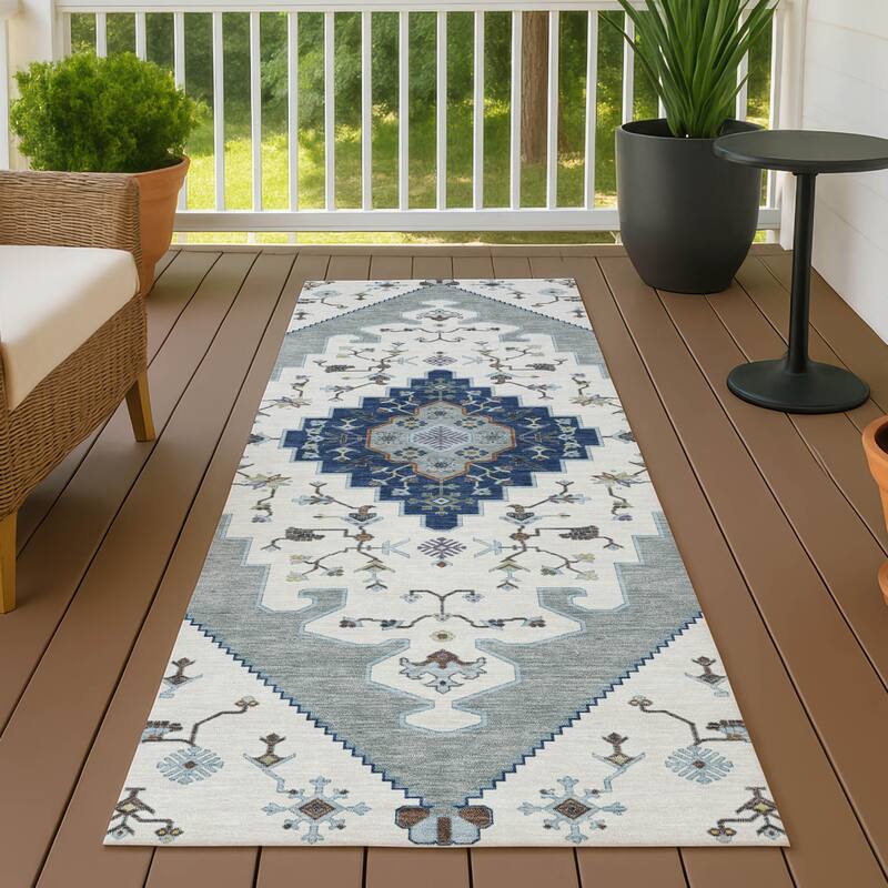 Machine Washable Indoor/ Outdoor Global Marrakesh Chantille Rug - Ivory - 2'3" x 7'6"