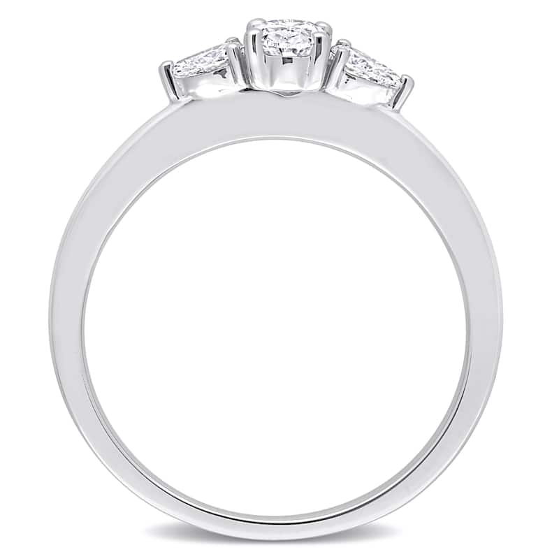 Miadora 14k White Gold 1/2ct TDW Diamond Three-Stone Engagement Ring