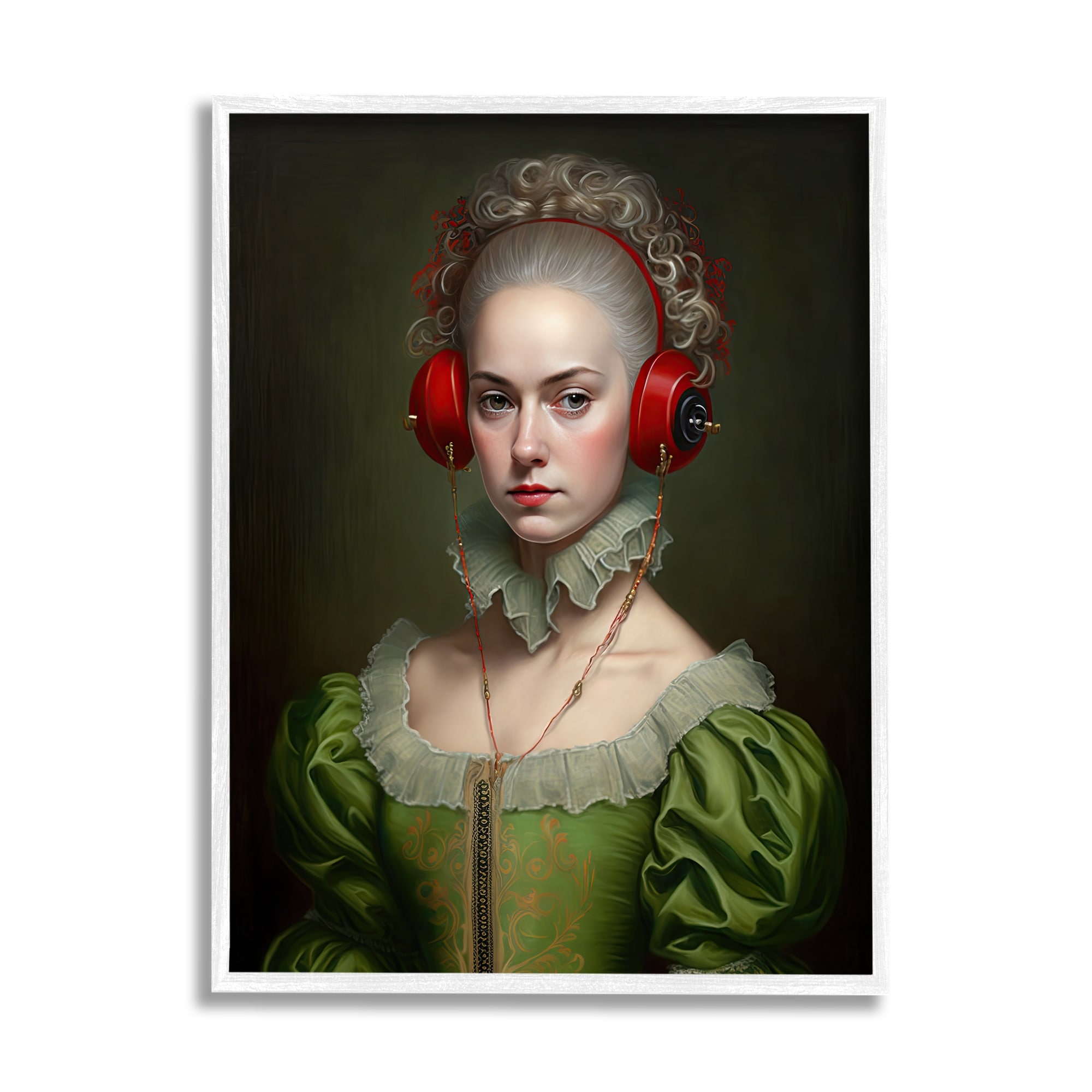 Stupell Classic Portrait with Headphones Framed Giclee Art Design by Birch&Ink