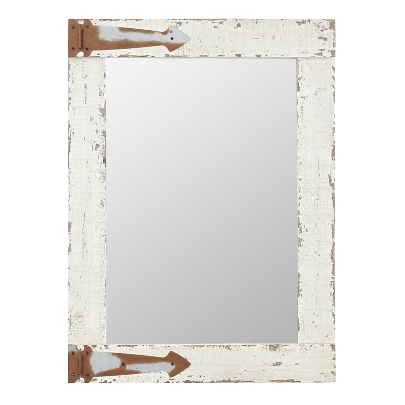 Serenad Farmhouse Distressed White Wall Mirror