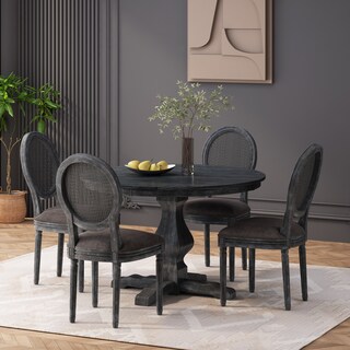 Ardene Rattan Upholstered 5 Piece Circular Dining Set by Christopher Knight Home
