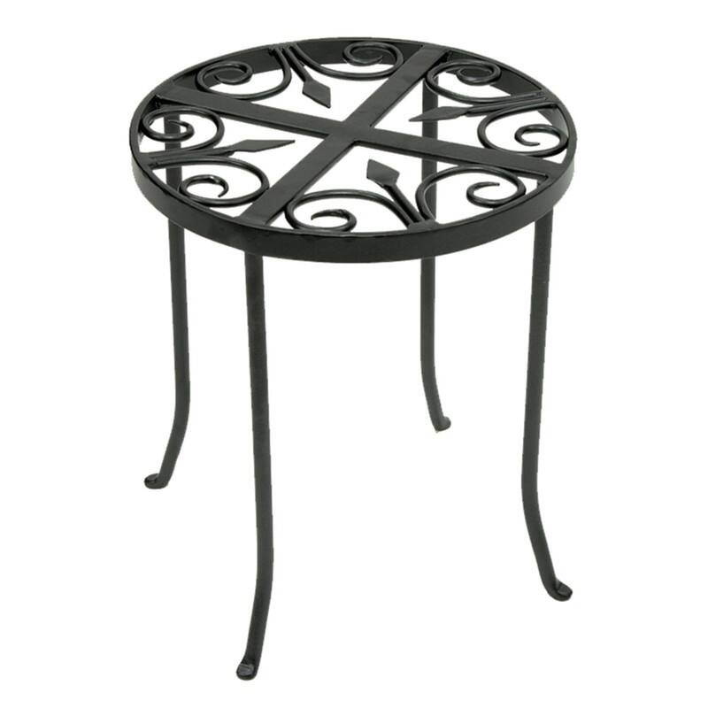 Achla Designs Round Trivet Plant Stand, 14 Inch Tall, Graphite Powder Coat Finish