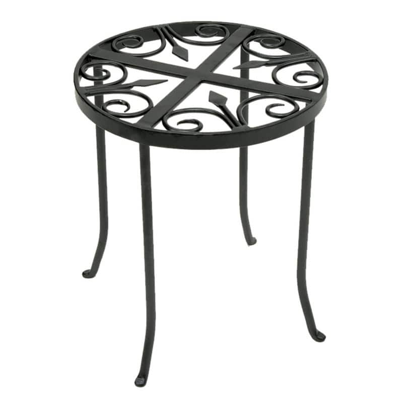 Achla Designs Round Trivet Plant Stand, 14 Inch Tall, Graphite Powder Coat Finish