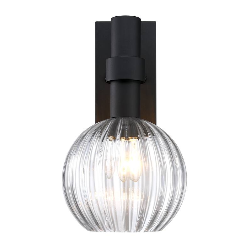 Fernwood 9 in. 1-Light Black Outdoor Wall Sconce Light for Porches - 16
