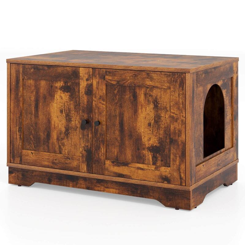 Costway Cat Litter Box Enclosure Furniture with Double Doors Divider - See Details