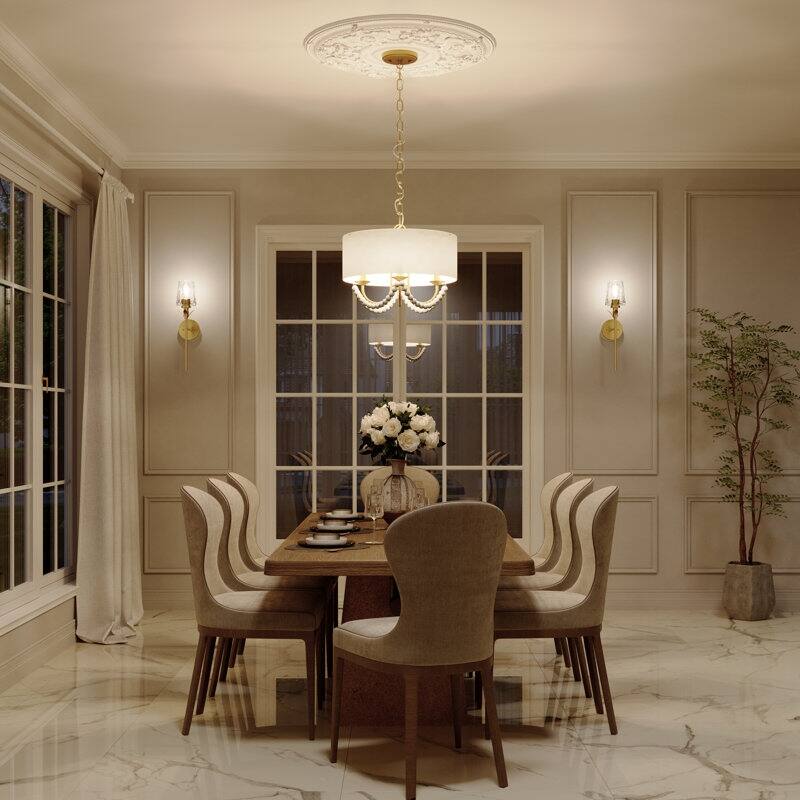 Acroma - 4 Light Steel Dimmable Drum Chandelier - N/A