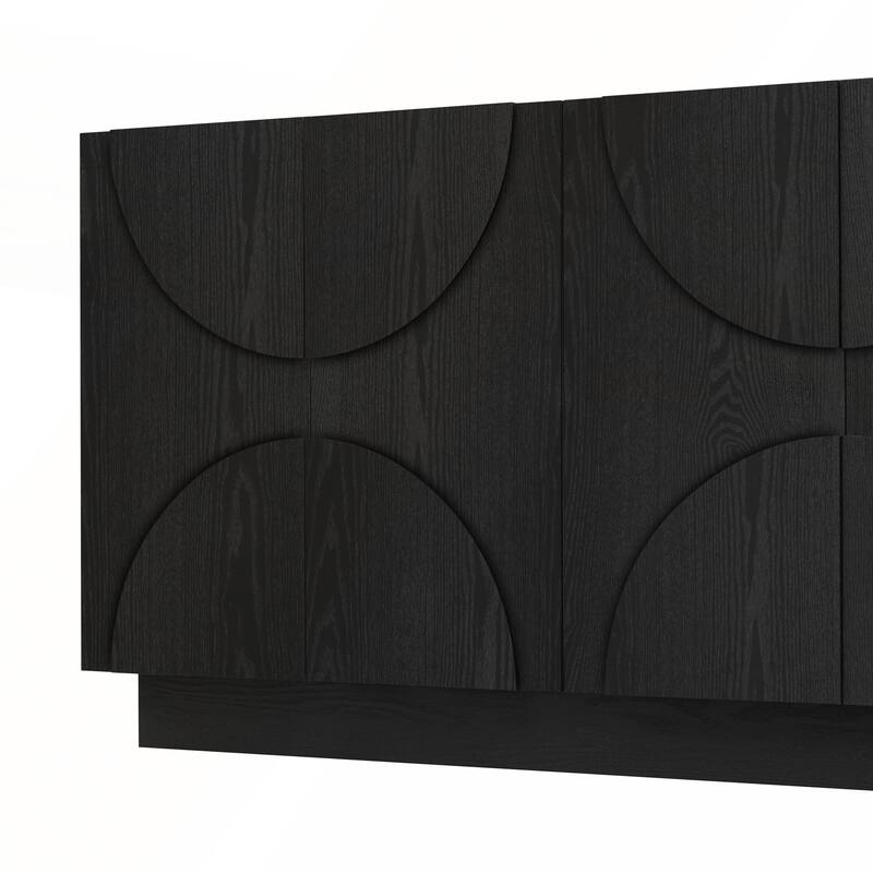 4-Door Large Storage Sideboard with Semi-Circular Handles and Adjustable Shelves for Dining Room and Living Room
