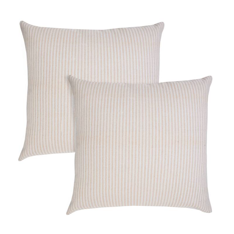 Sevita Simple Stonewash Stripe Throw Pillow, Single or Set of 2 - Beige/White - Set of 2 - Pillow Sets