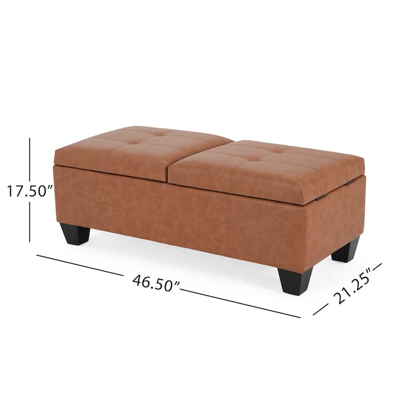 Merrill Chocolate Brown Leather Storage Ottoman by Christopher Knight Home