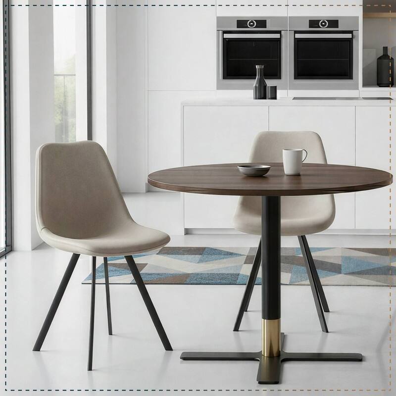 Markley Modern Ergonomic Leather Dining Chair with Black Steel Legs, Scratch-Resistant & Comfortable Kitchen Chair