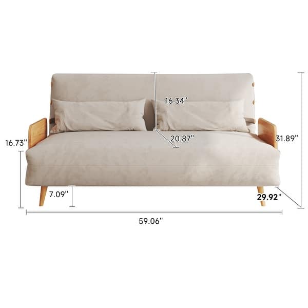 dimension image slide 6 of 22, JASIWAY Modern Upholstered Convertible Sofa Bed