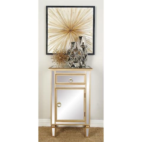 Goldtone Mirrored Cabinet Side Table