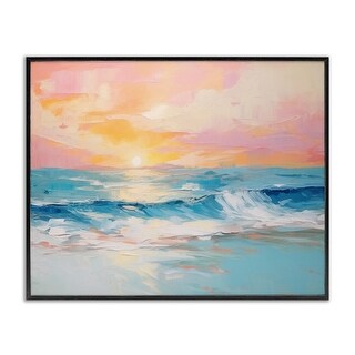 Stupell Beach Waves Bright Sunset Framed Giclee Art Design By Arlington ...