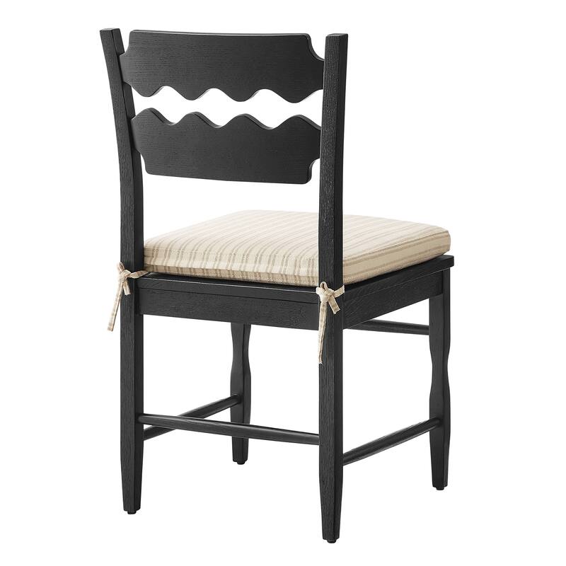 Jax Oak Wood Dining Chair With Wavy Razor Back and Cushion