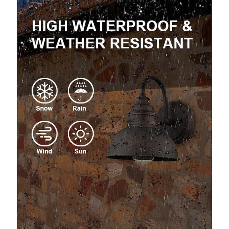 Lugo Rustic Gooseneck Wall Sconce 1-Light Waterproof Outdoor/Indoor Barn Bedside Wall Light Antique Copper Finish