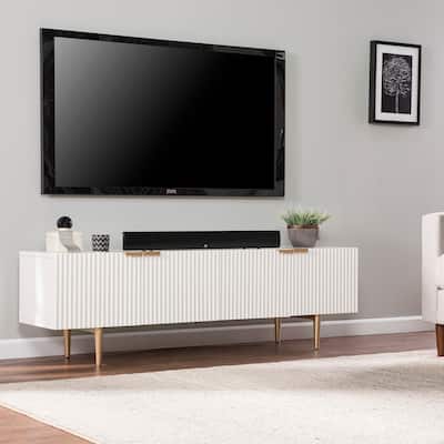 SEI Furniture Parkglen Contemporary Ribbed Wood Media TV Stand