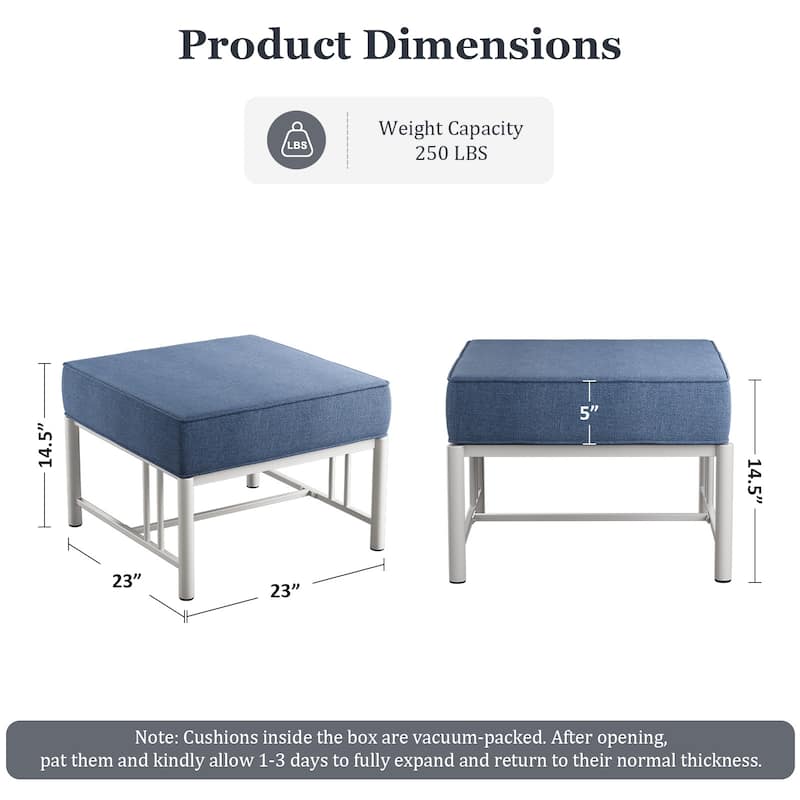 Outdoor 2PCS Patio Ottoman with Soft Cushion