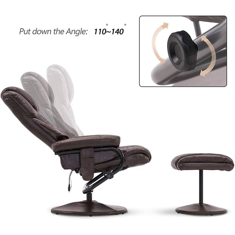 MCombo Faux Leather Swivel Massage Recliner with ottoman