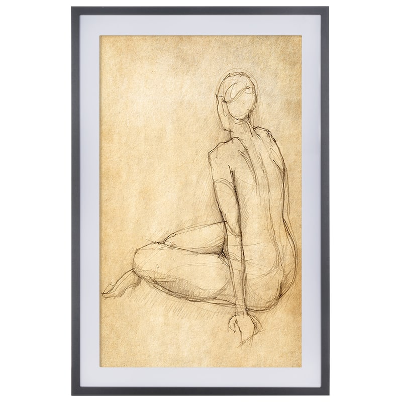 SAFAVIEH Reny Go Figure Photograph, 24 x 36, Framed Wall Art - Antique Ivory/Black