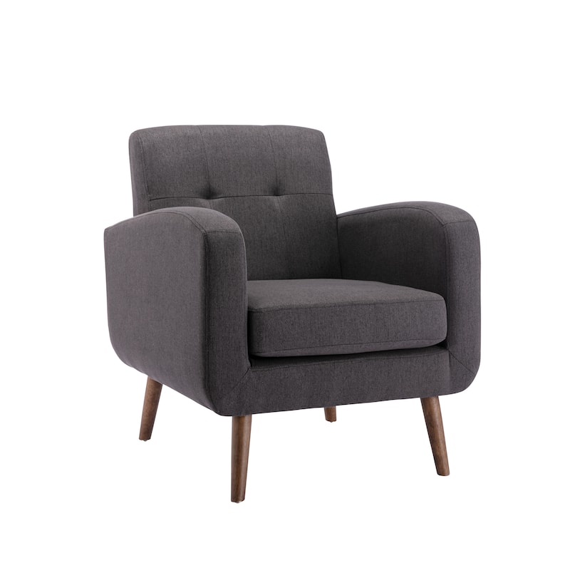 Porthos Home Ezio Fabric Accent Chair with Rubberwood Legs - Dark Grey