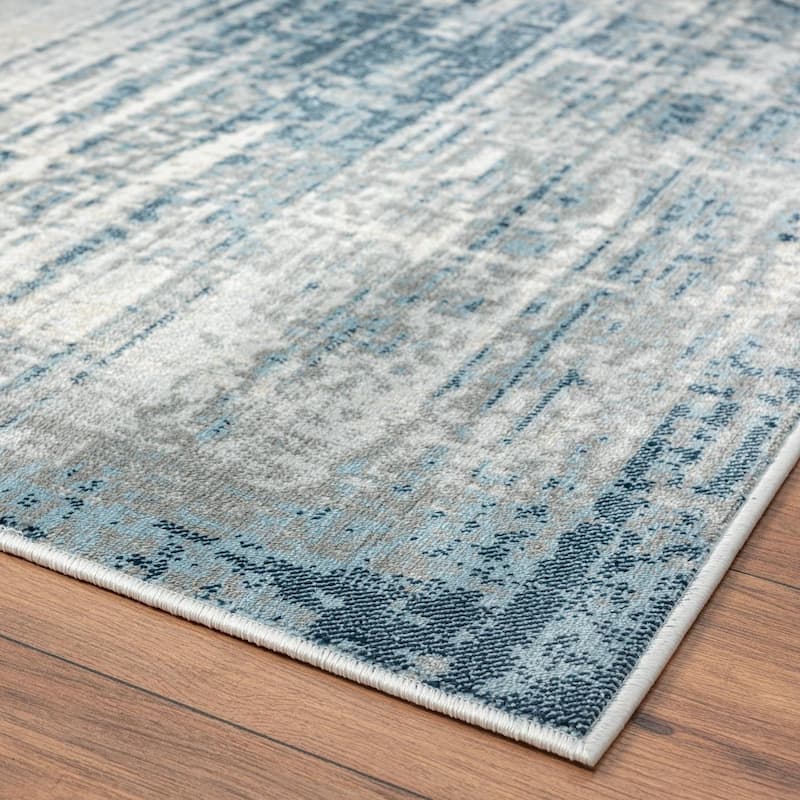Luxe Weavers Modern Crosshatch Pattern Distressed Abstract Area Rug Carpet