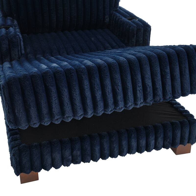 42"W Upholstered Chaise Lounge Sofa Bed with Pillow and Cup Holder