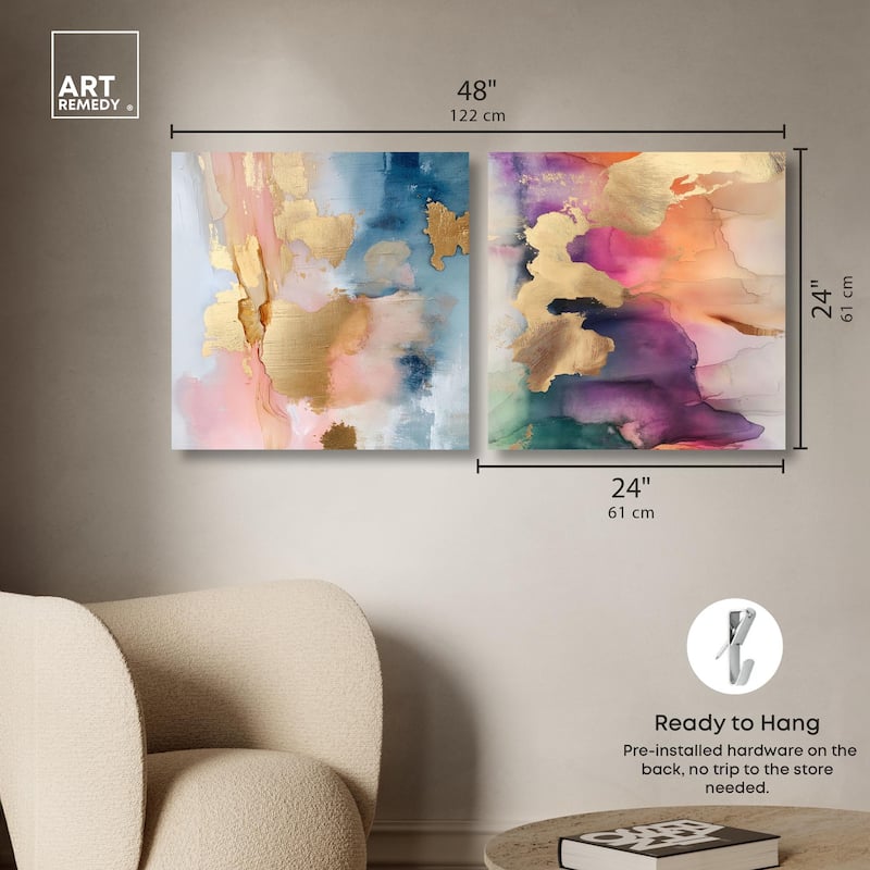 Gold Foil Set Canvas Set of 2 by Art Remedy, Gallery Wrapped
